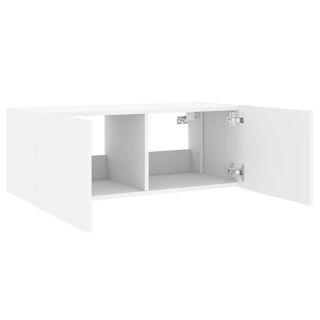 Zidni TV ormarić s LED svjetlima bijeli 80x35x31 cm