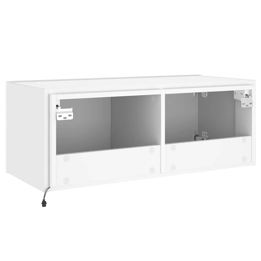 Zidni TV ormarić s LED svjetlima bijeli 80x35x31 cm