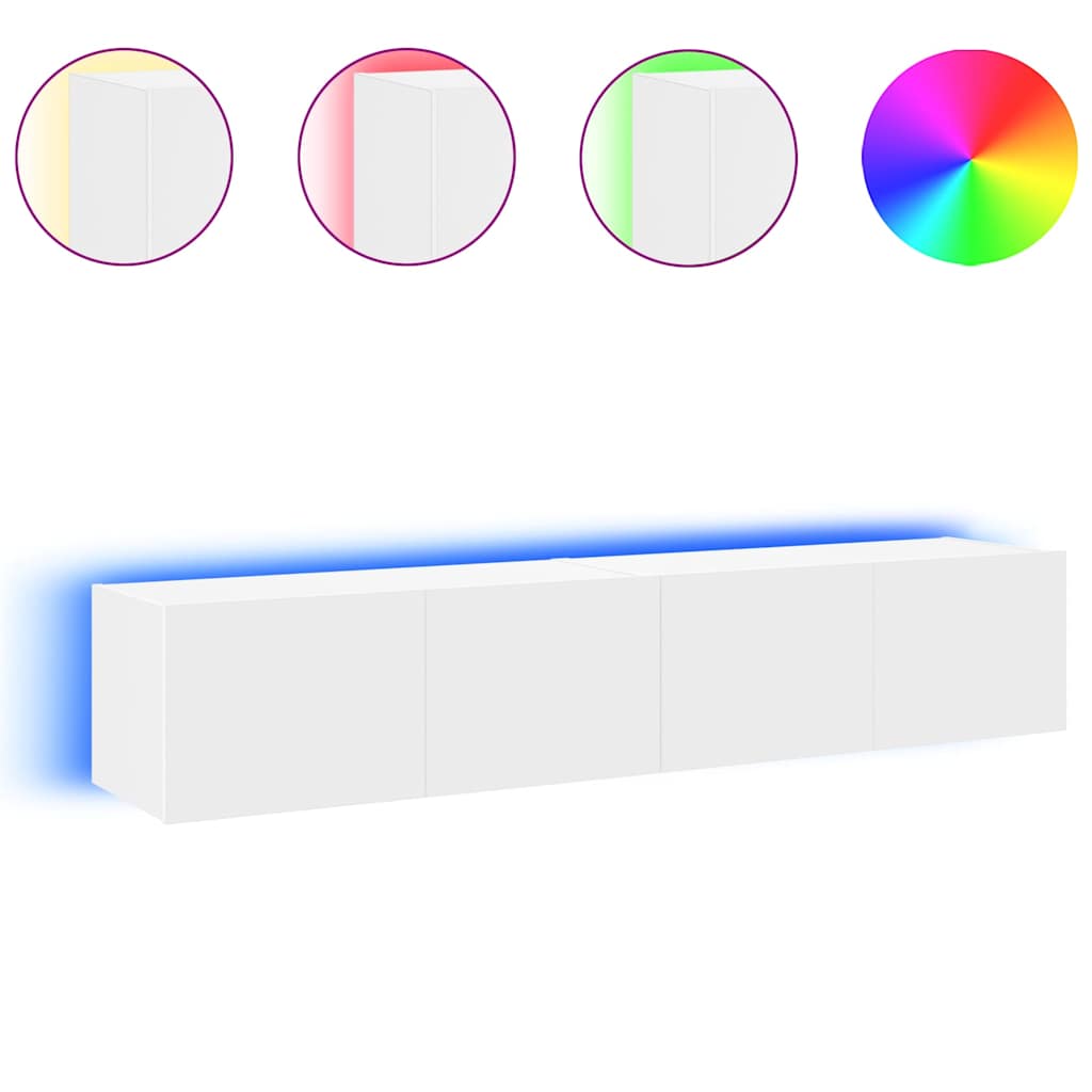 Zidni TV ormarići s LED svjetlima 2 kom bijeli 80x35x31 cm