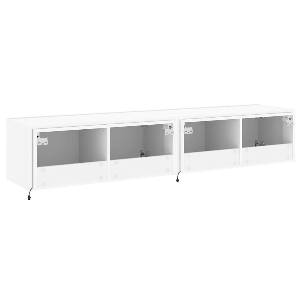 Zidni TV ormarići s LED svjetlima 2 kom bijeli 80x35x31 cm