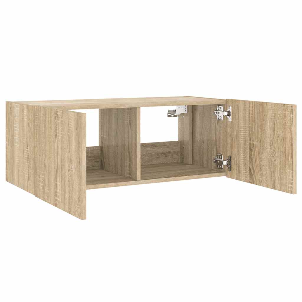 Zidni TV ormarić s LED svjetlima boja hrasta 80x35x31 cm