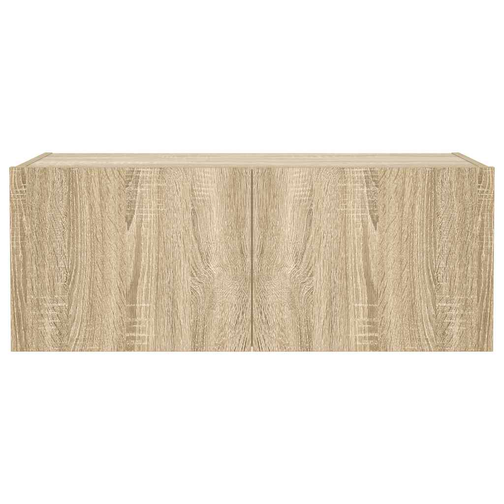 Zidni TV ormarić s LED svjetlima boja hrasta 80x35x31 cm