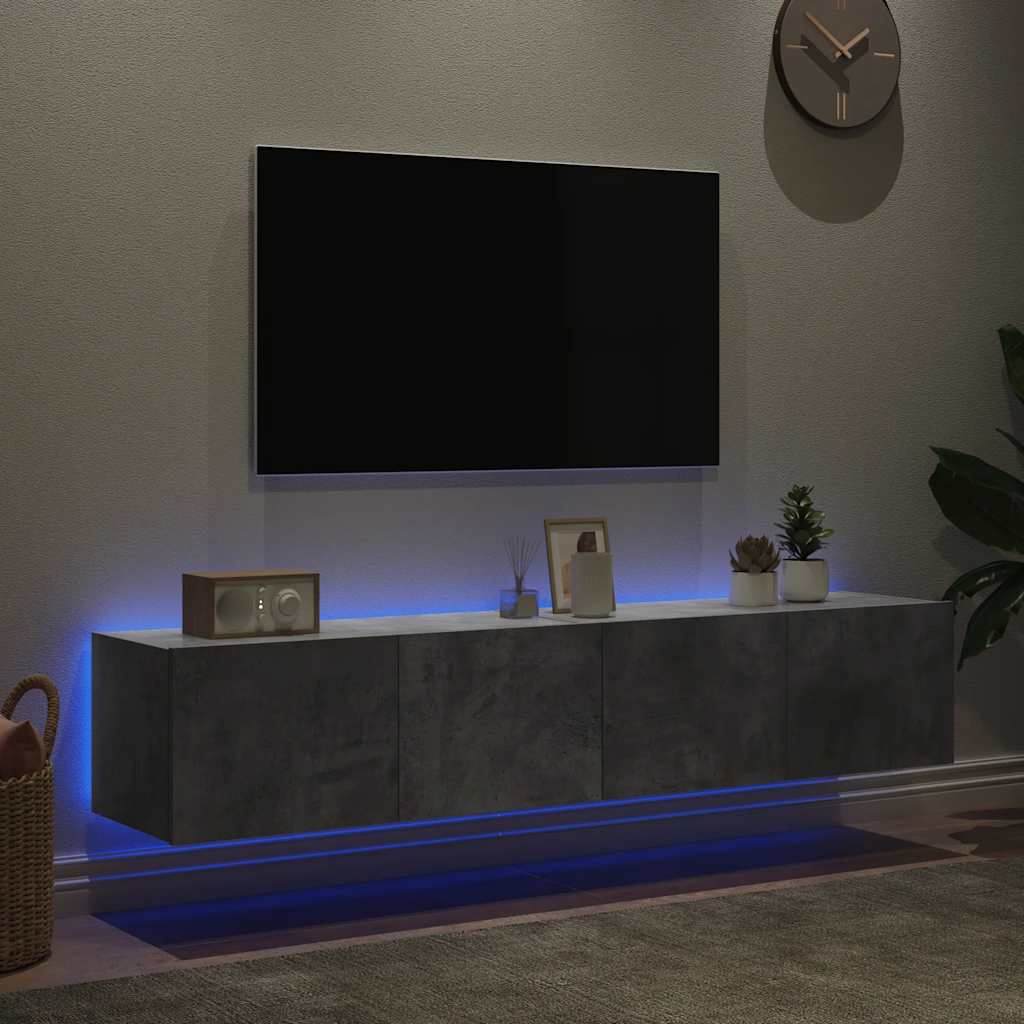 Zidni TV ormarići LED 2 kom boja betona 80x35x31 cm