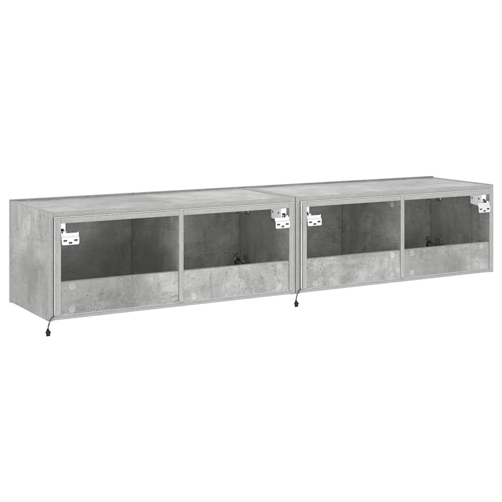Zidni TV ormarići LED 2 kom boja betona 80x35x31 cm