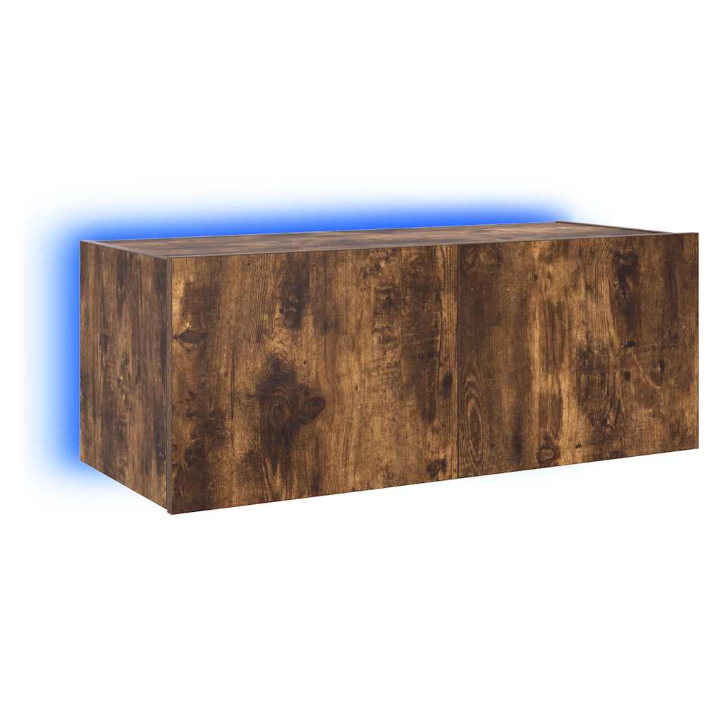 Zidni TV ormarić s LED svjetlima boja hrasta 80x35x31 cm