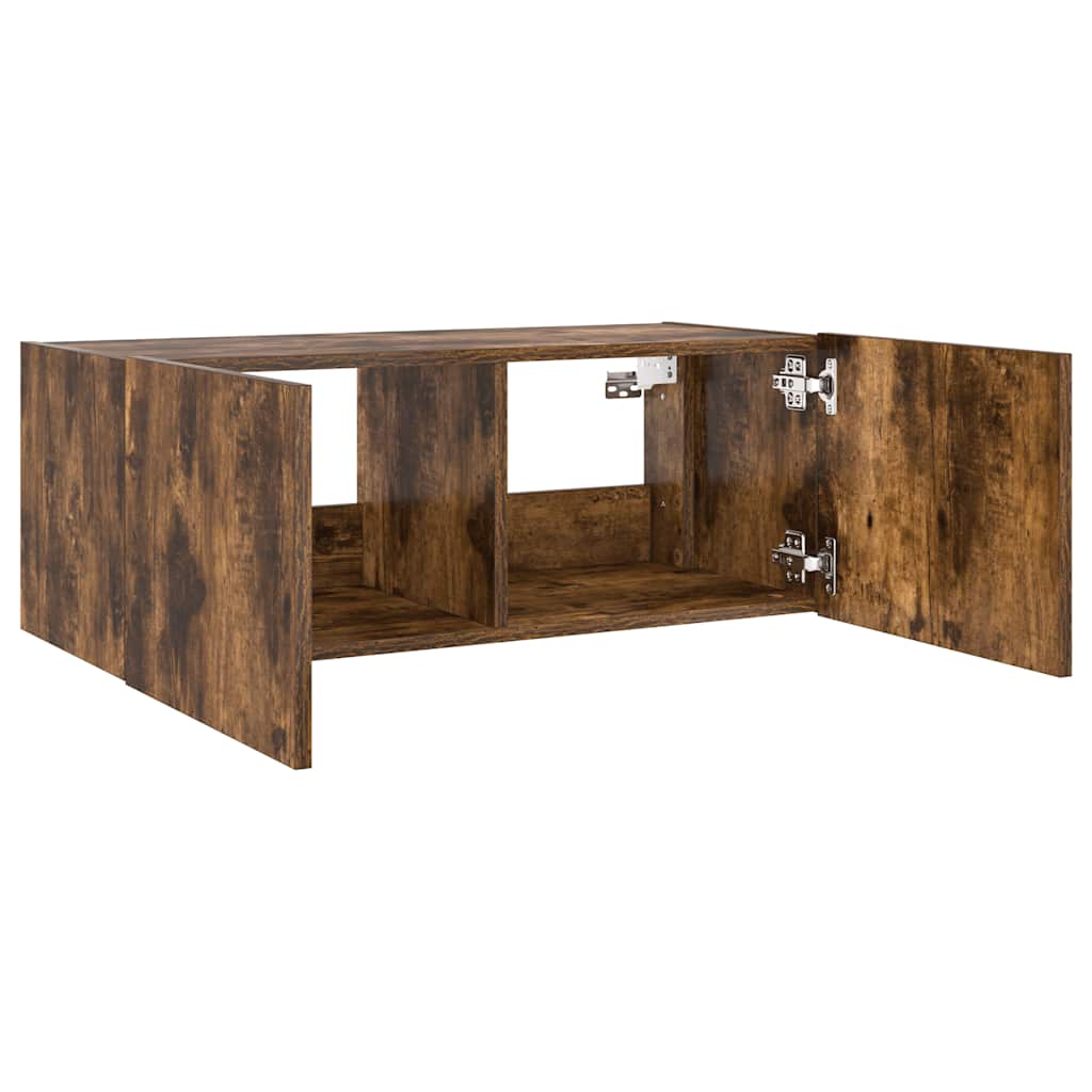 Zidni TV ormarić s LED svjetlima boja hrasta 80x35x31 cm
