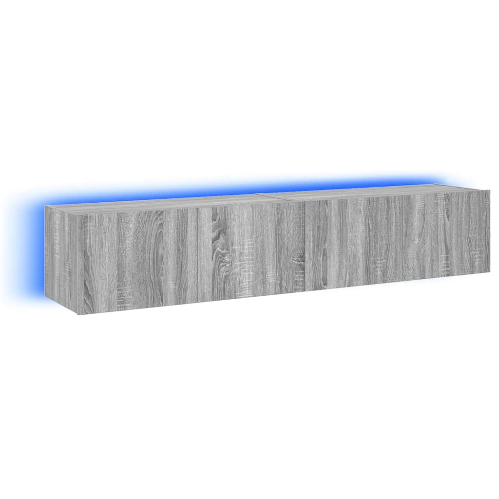 Zidni TV ormarići LED 2 kom siva boja hrasta 80x35x31 cm