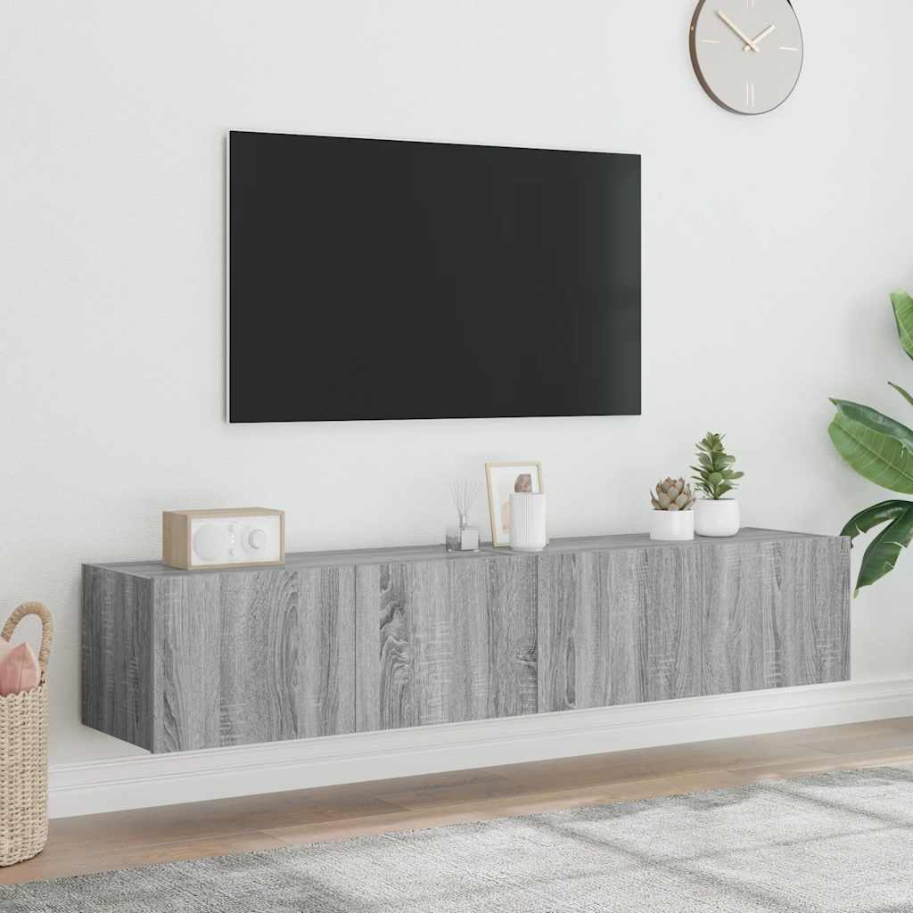 Zidni TV ormarići LED 2 kom siva boja hrasta 80x35x31 cm