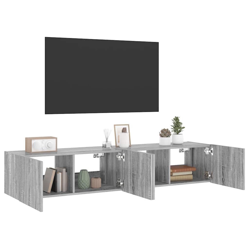 Zidni TV ormarići LED 2 kom siva boja hrasta 80x35x31 cm