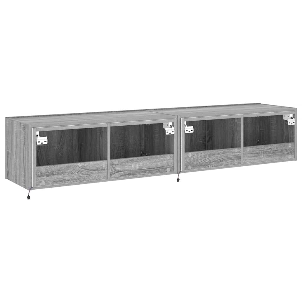 Zidni TV ormarići LED 2 kom siva boja hrasta 80x35x31 cm
