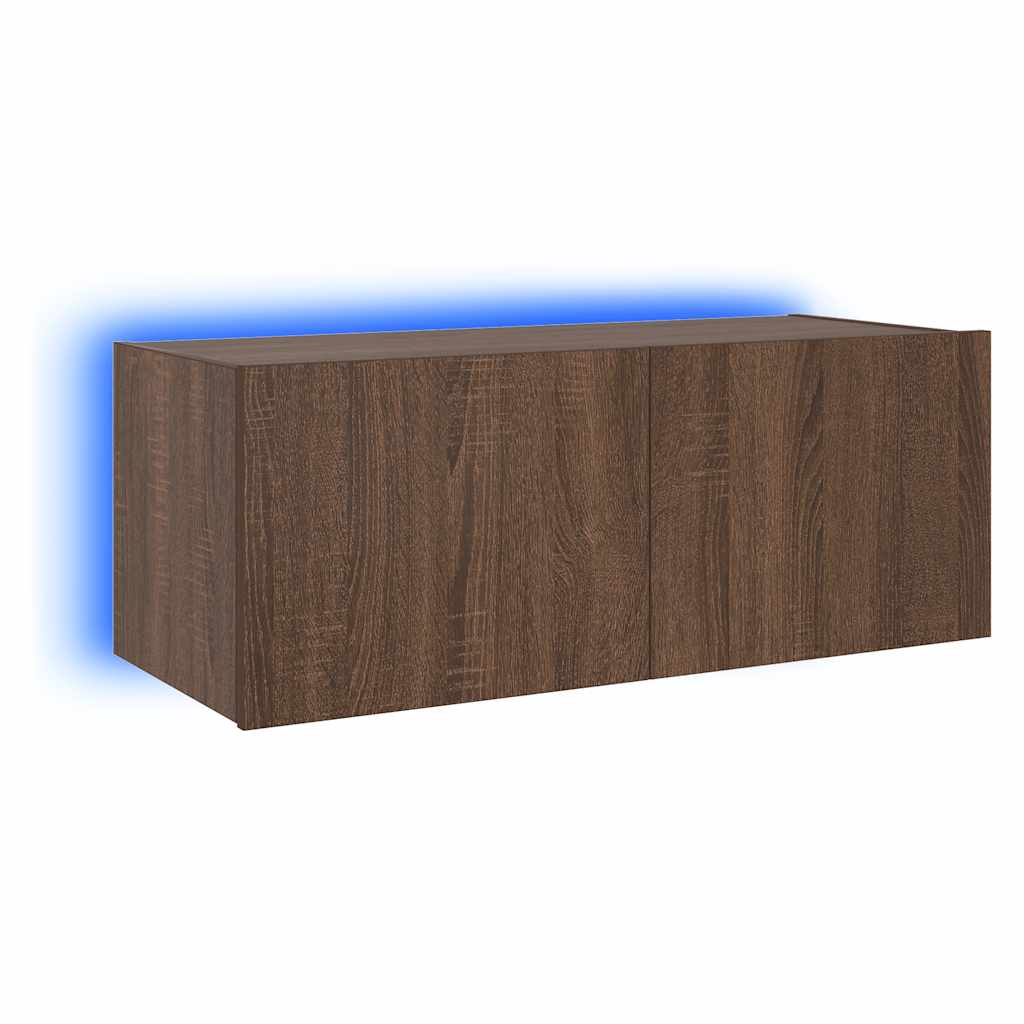 Zidni TV ormarić s LED svjetlima boja hrasta 80x35x31 cm
