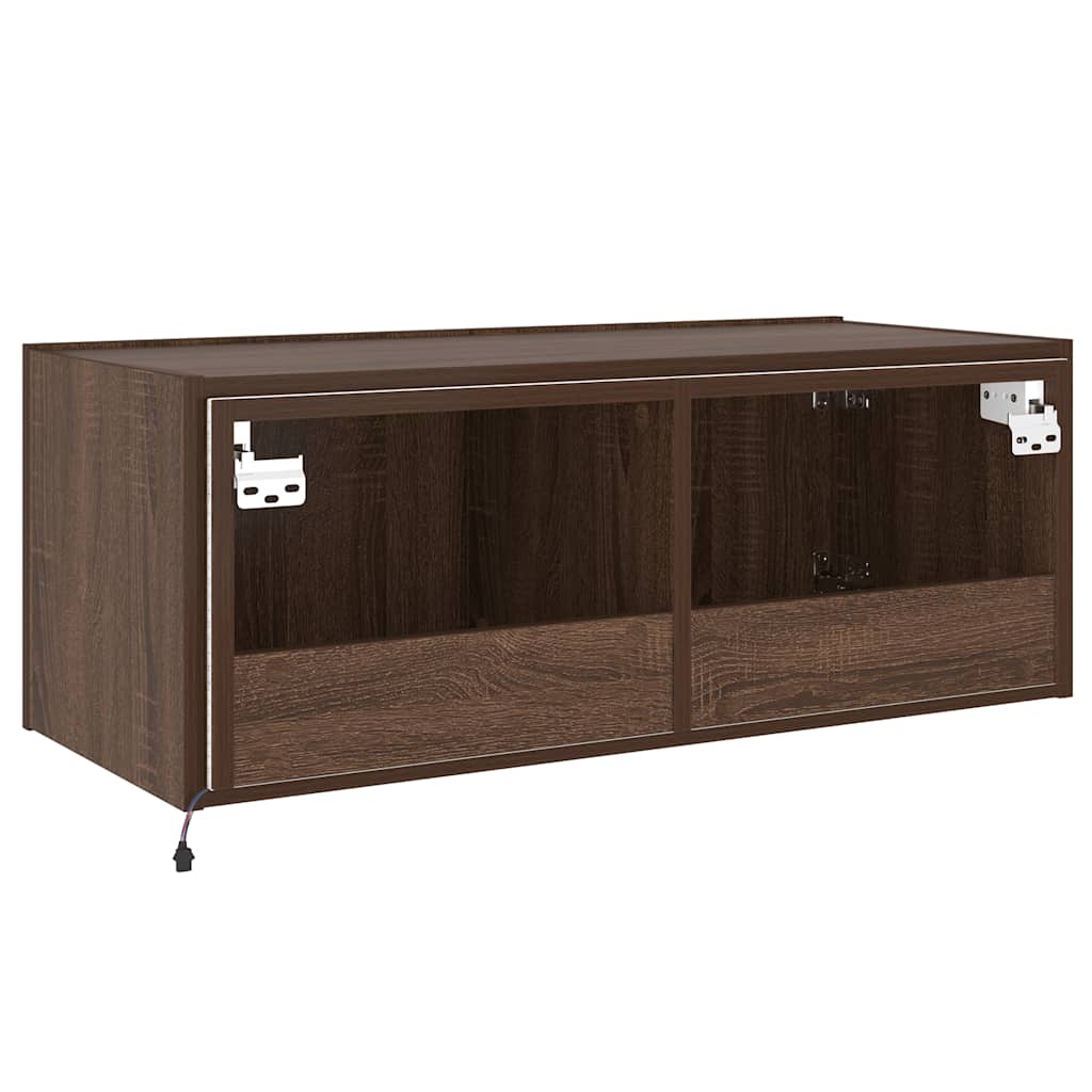 Zidni TV ormarić s LED svjetlima boja hrasta 80x35x31 cm