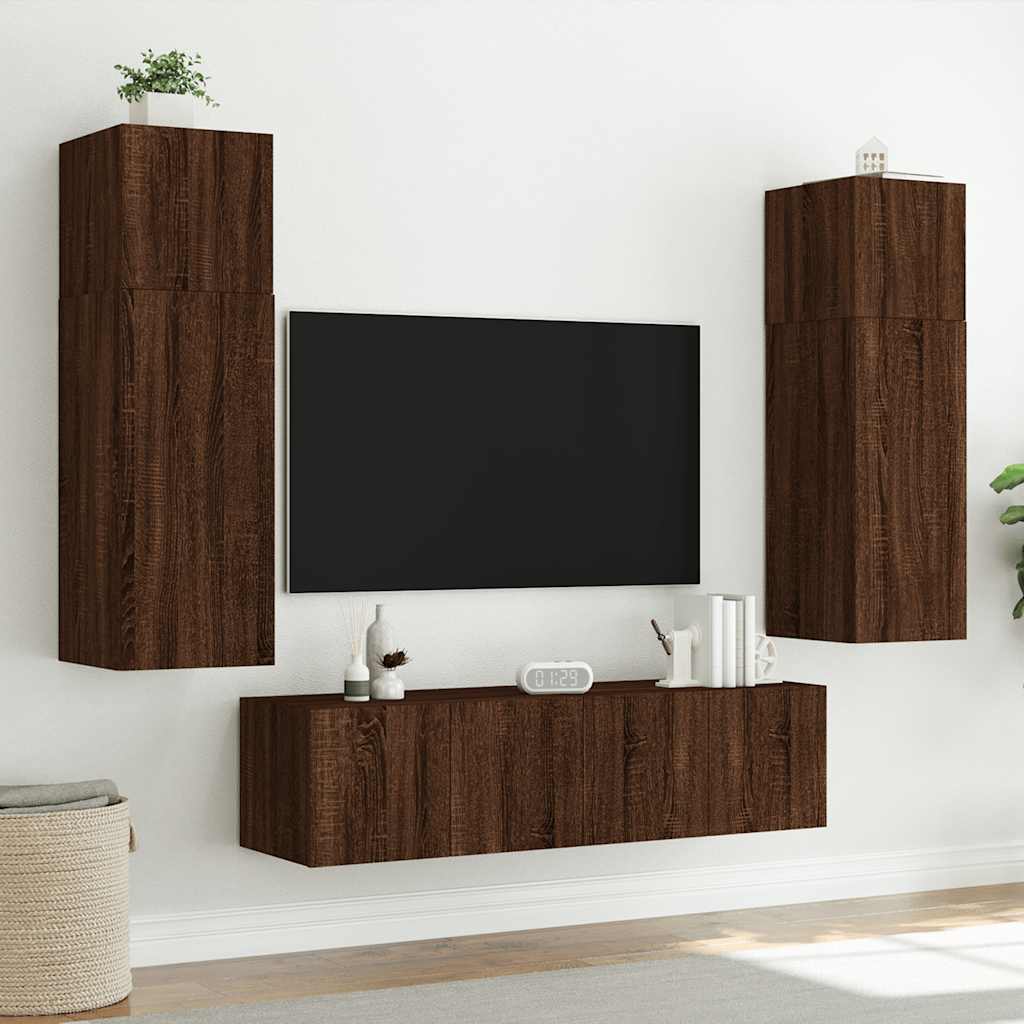 Zidni TV ormarić s LED svjetlima boja hrasta 80x35x31 cm