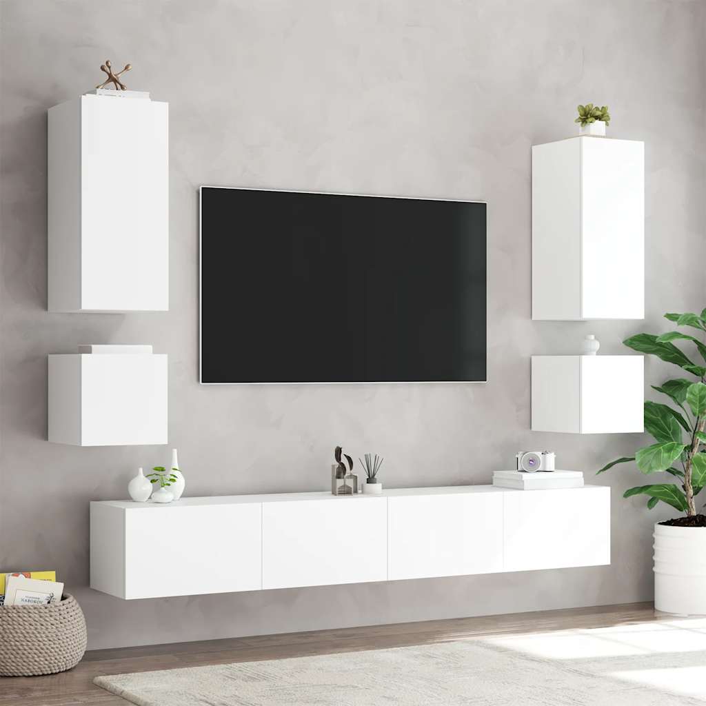 Zidni TV ormarić s LED svjetlima bijeli 100 x 35 x 31 cm