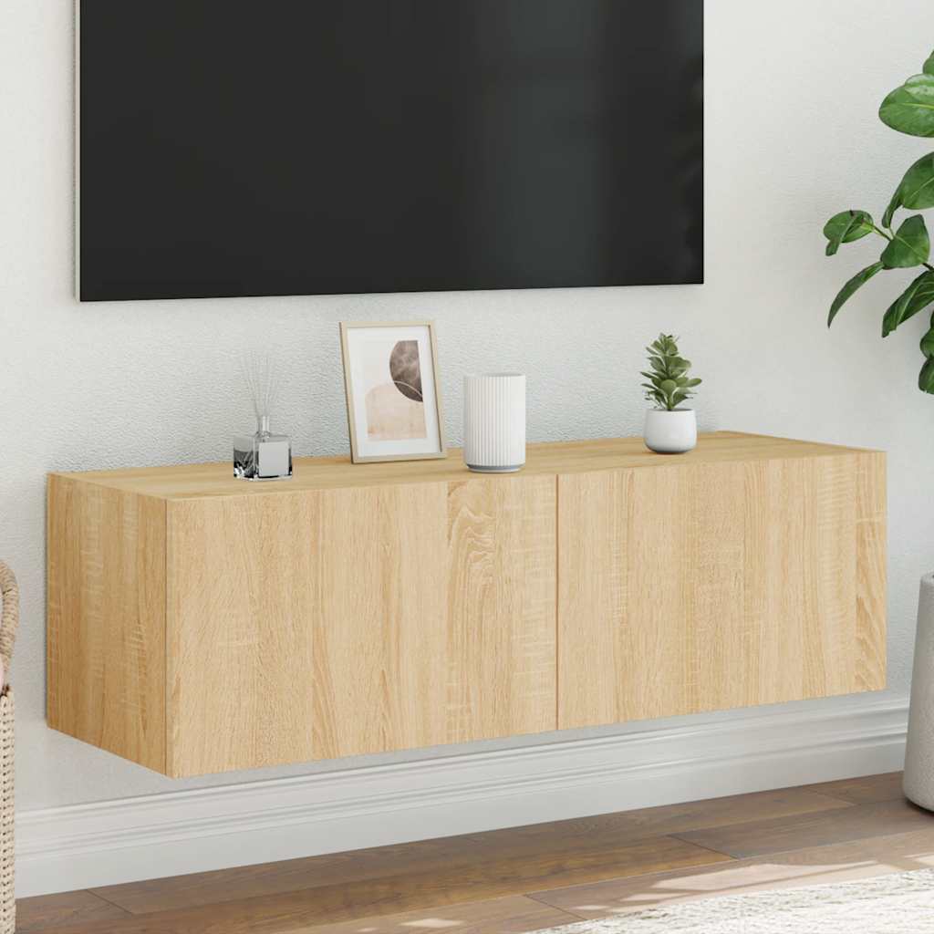 Zidni TV ormarić s LED svjetlima boja hrasta 100 x 35 x 31 cm