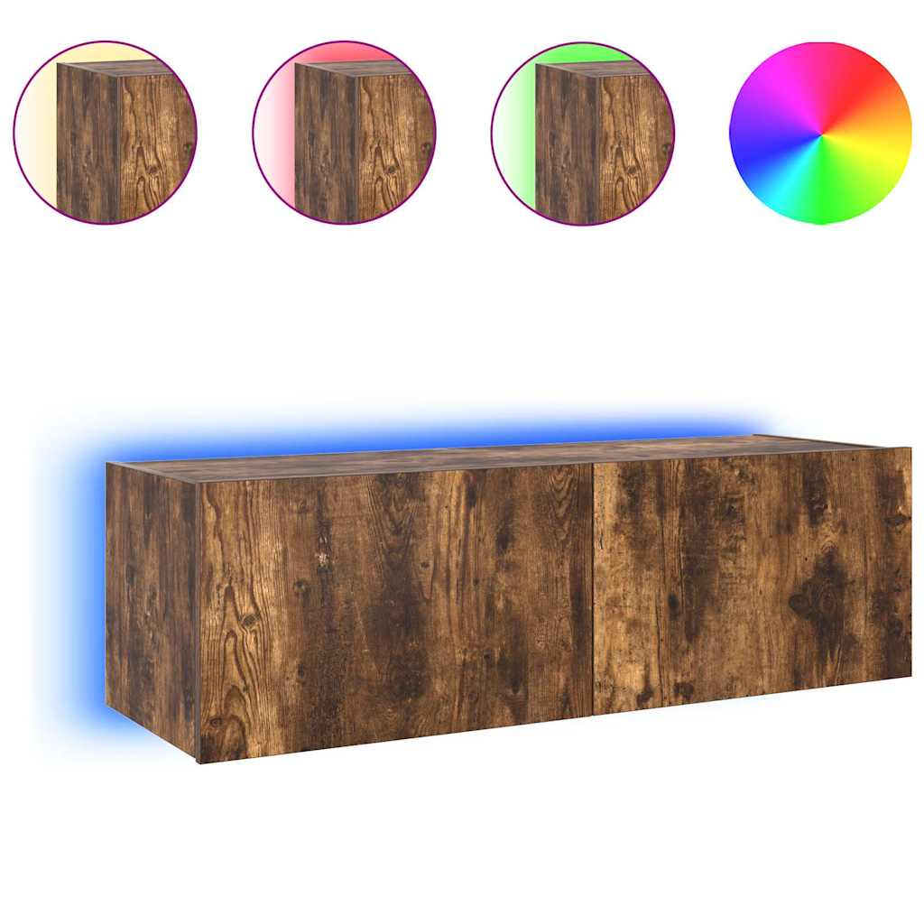 Zidni TV ormarić s LED svjetlima boja hrasta 100 x 35 x 31 cm