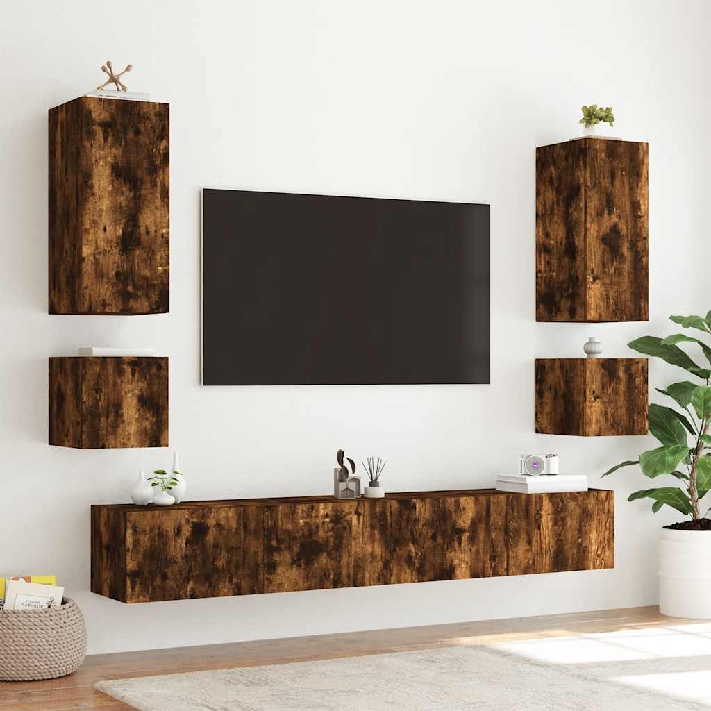 Zidni TV ormarić s LED svjetlima boja hrasta 100 x 35 x 31 cm