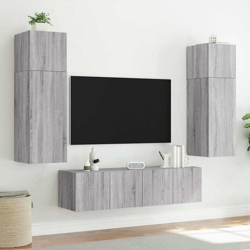Zidni TV ormarić s LED svjetlima boja hrasta 60x35x41 cm