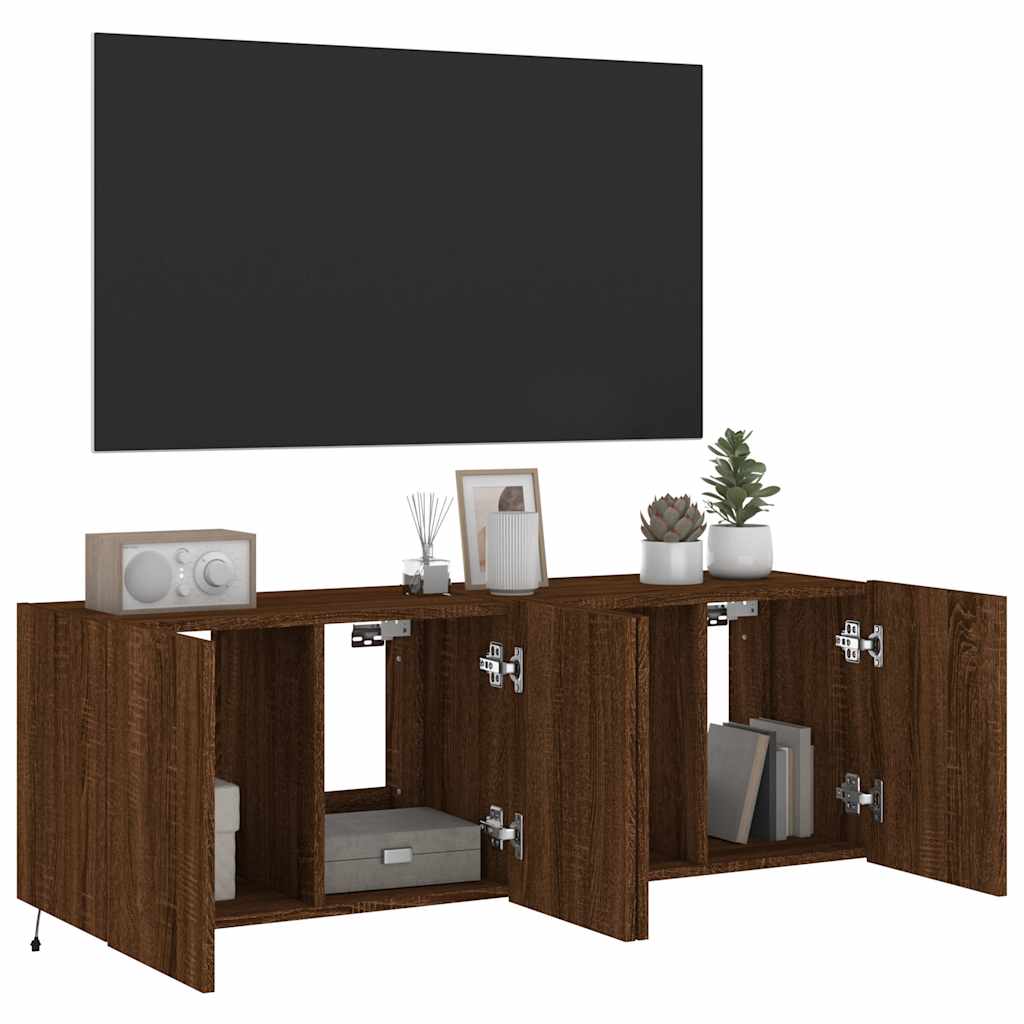 Zidni TV ormarići LED 2 kom smeđa boja hrasta 60x35x41 cm