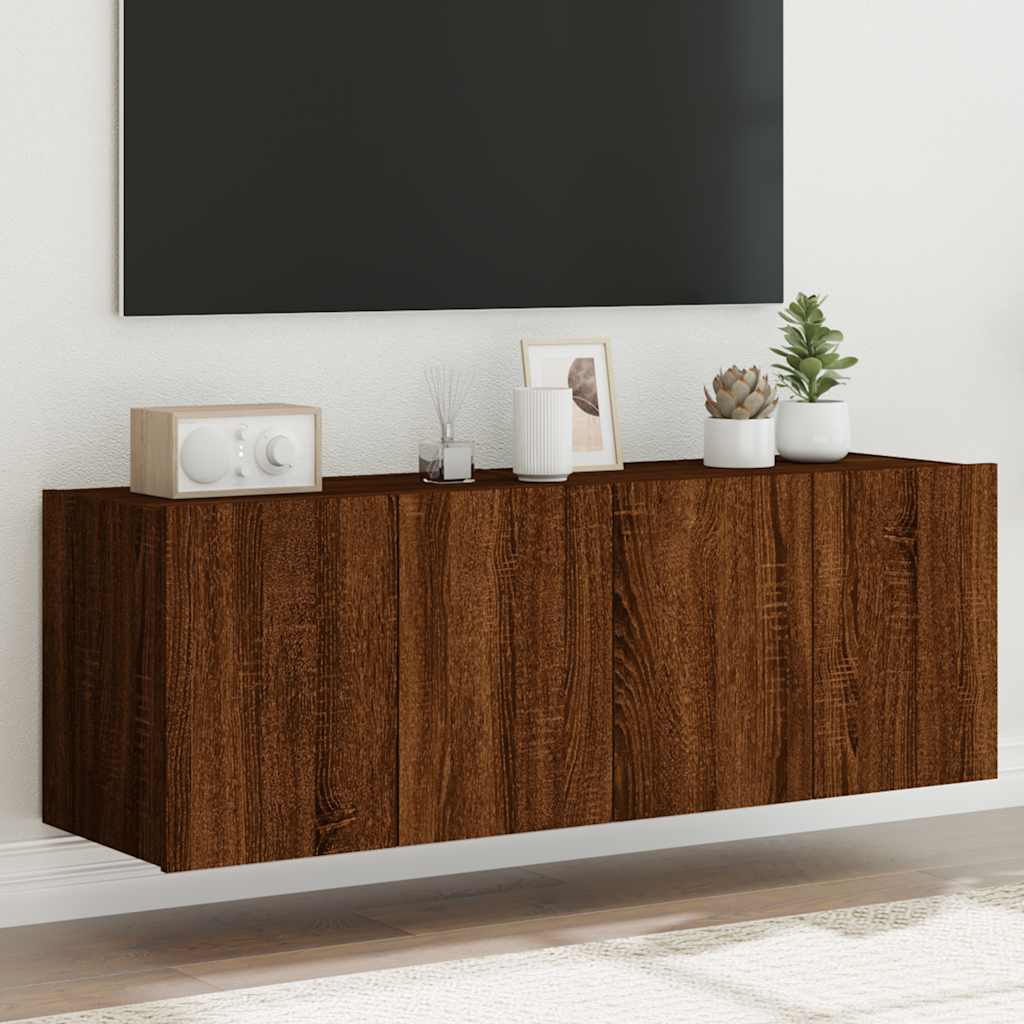 Zidni TV ormarići LED 2 kom smeđa boja hrasta 60x35x41 cm