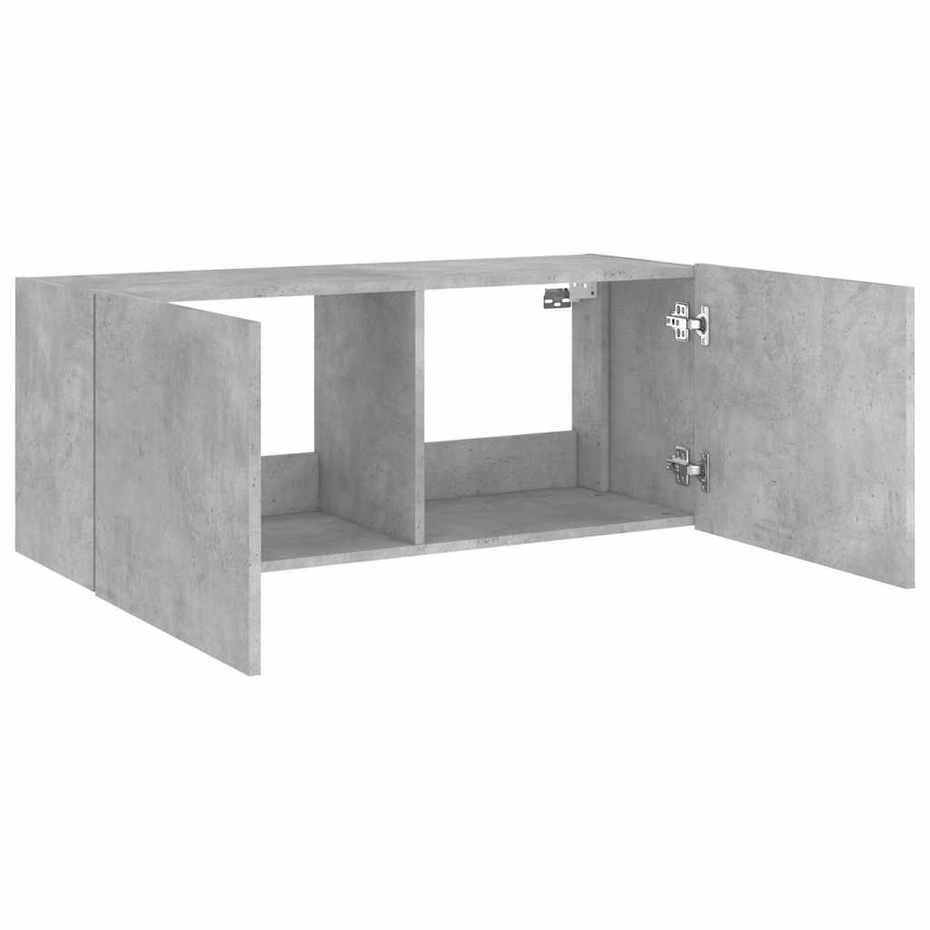 Zidni TV ormarić s LED svjetlima siva boja betona 100x35x41 cm