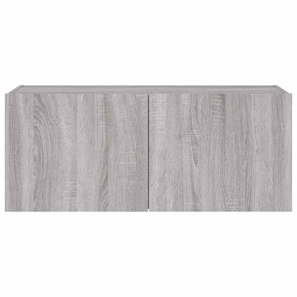 Zidni TV ormarić s LED svjetlima siva boja hrasta 100x35x41 cm