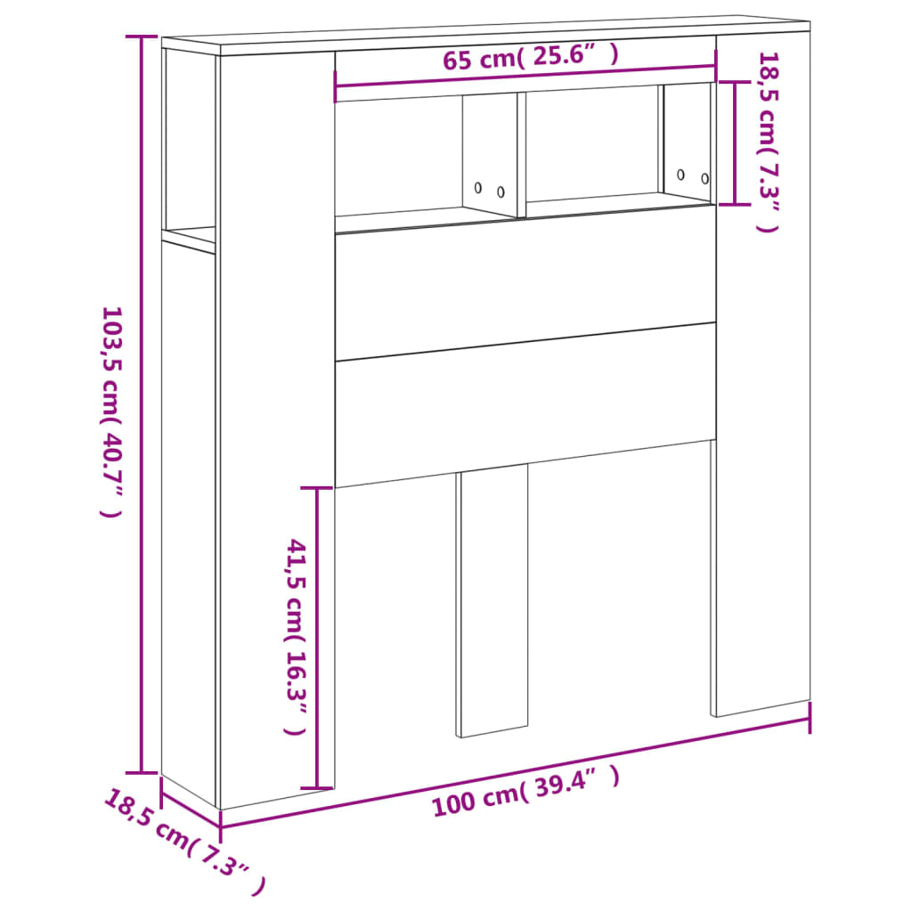 LED uzglavlje bijelo 100 x 18,5 x 103,5 cm konstruirano drvo