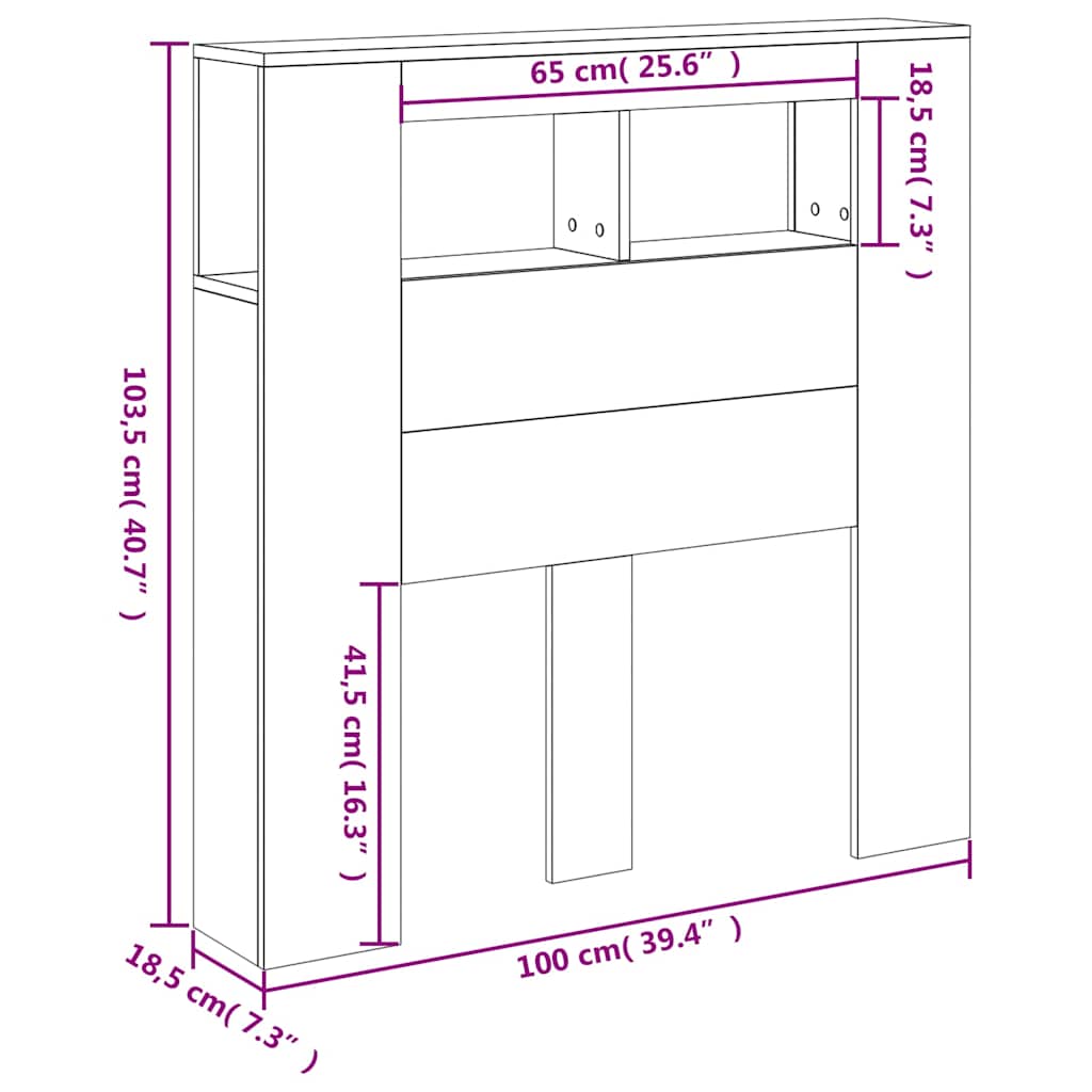 LED uzglavlje boja hrasta sonome 100x18,5x103,5cm