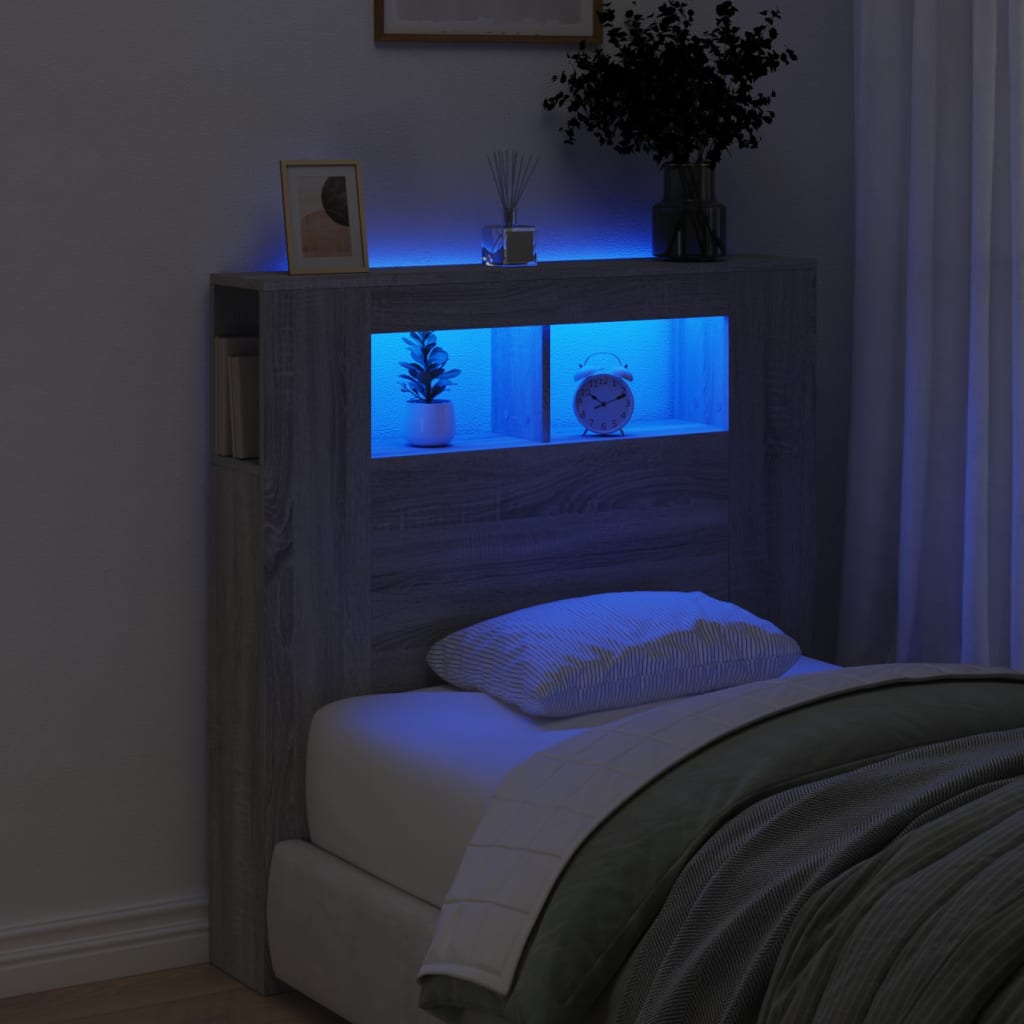 LED uzglavlje boja hrasta 100x18,5x103,5 cm konstruirano drvo