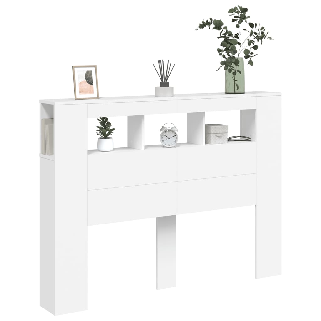 LED uzglavlje bijelo 140 x 18,5 x 103,5 cm konstruirano drvo