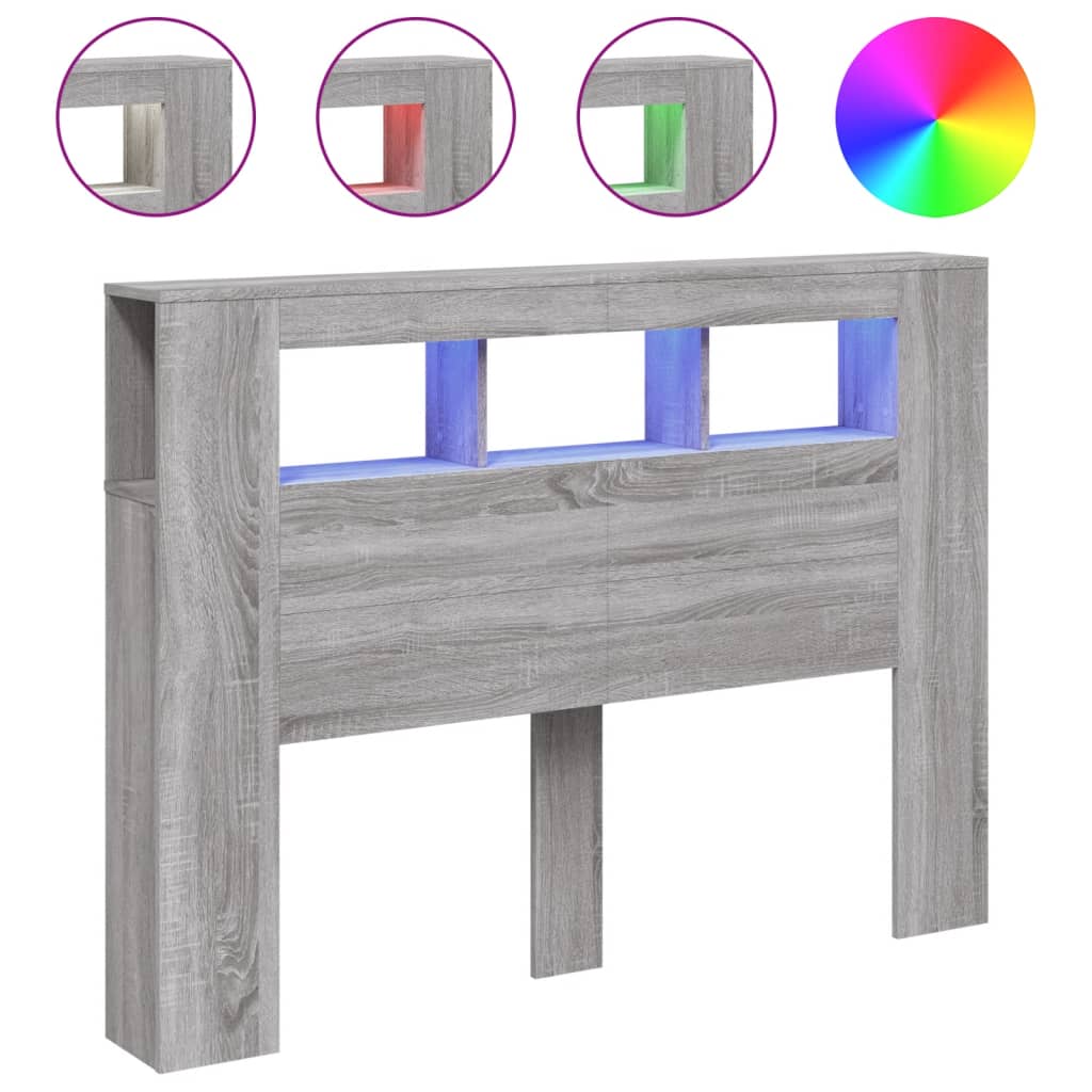 LED uzglavlje boja hrasta 140x18,5x103,5 cm konstruirano drvo