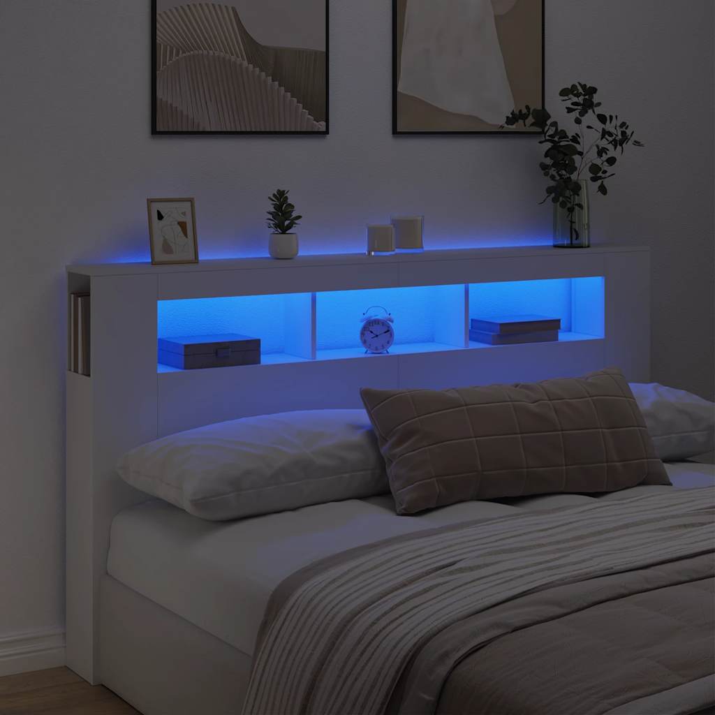 LED uzglavlje bijelo 180x18,5x103,5 cm konstruirano drvo