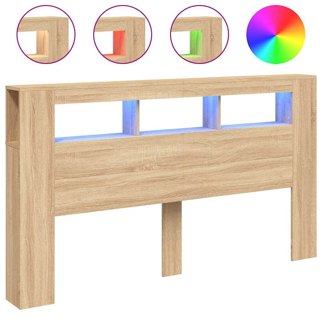 LED uzglavlje boja hrasta sonome 180x18,5x103,5 cm