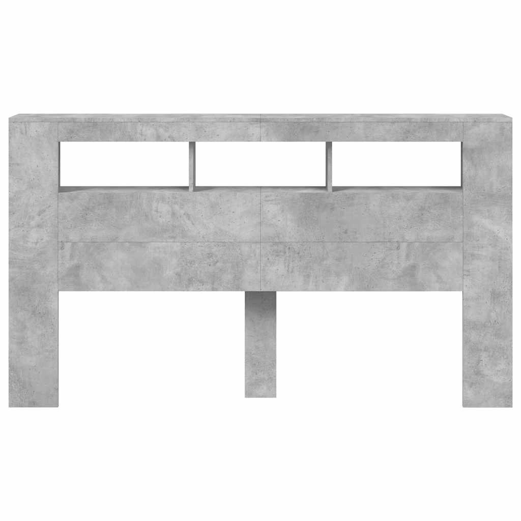 LED uzglavlje siva boja betona 180x18,5x103,5 cm