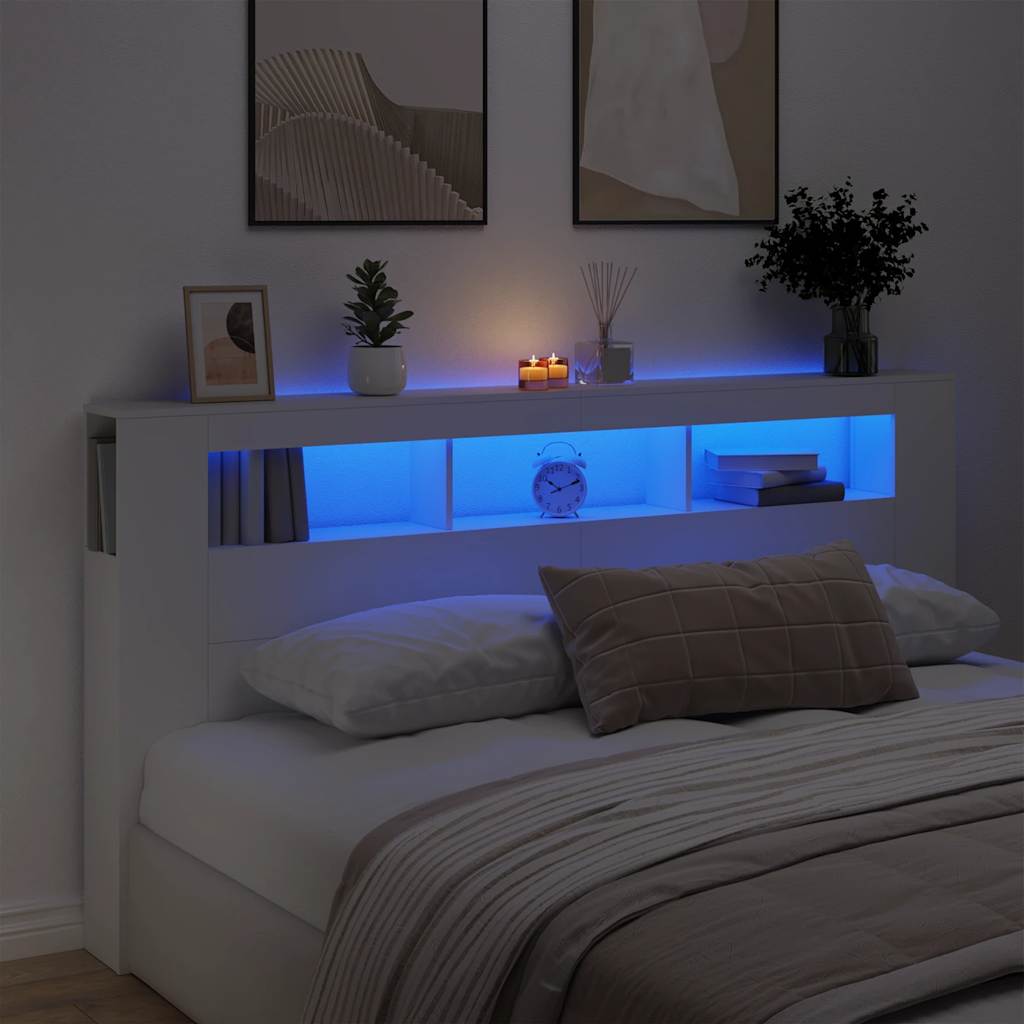 LED uzglavlje bijelo 200 x 18,5 x 103,5 cm konstruirano drvo