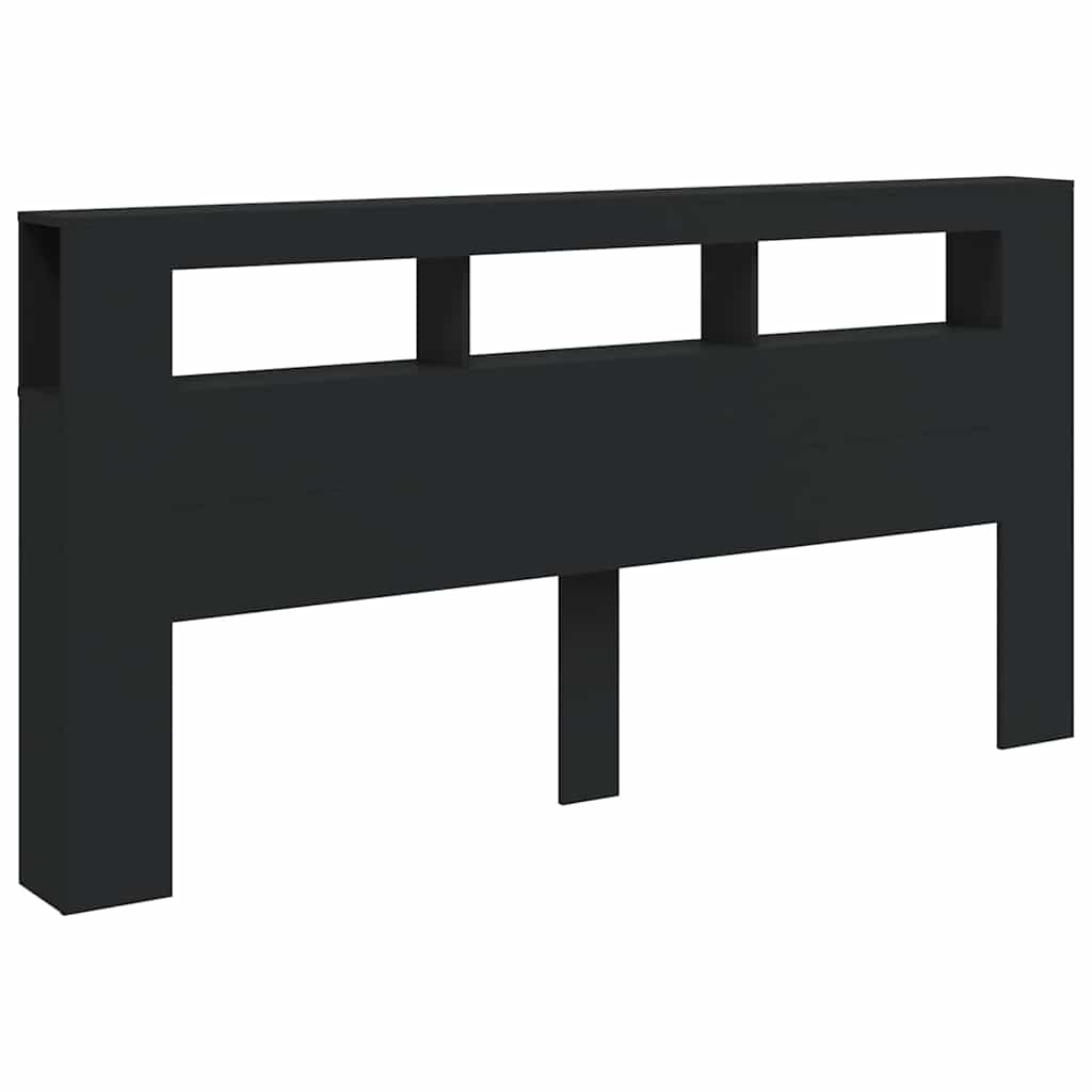 LED uzglavlje crno 200x18,5x103,5 cm konstruirano drvo