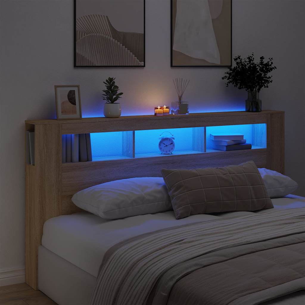 LED uzglavlje boja hrasta sonome 200x18,5x103,5 cm