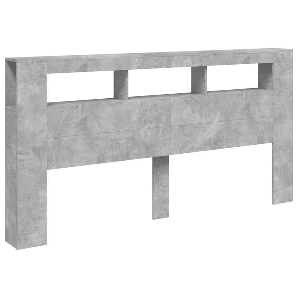 LED uzglavlje siva boja betona 200x18,5x103,5 cm
