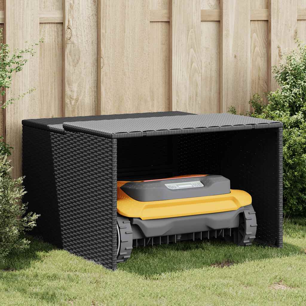 Garaža za robotsku kosilicu crna 86x90x52/57 cm od poliratana
