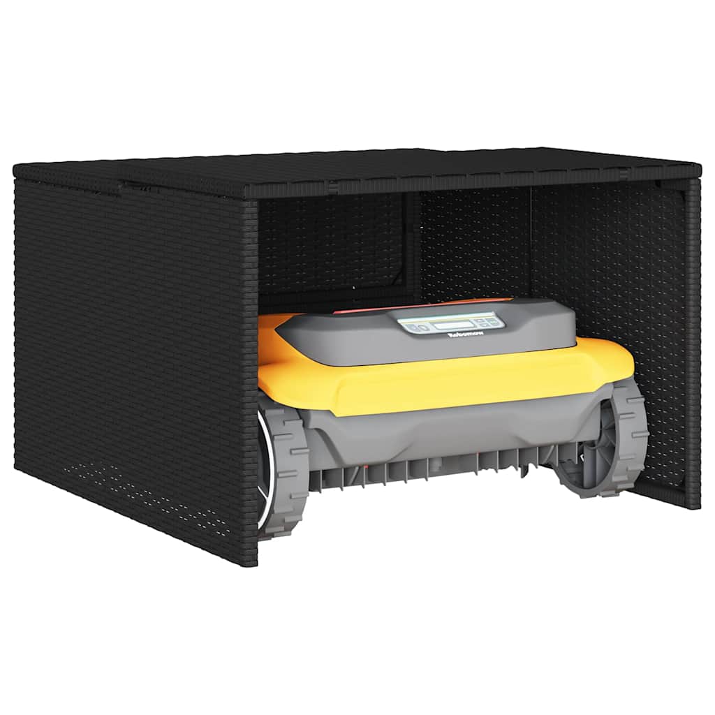 Garaža za robotsku kosilicu crna 86x90x52/57 cm od poliratana