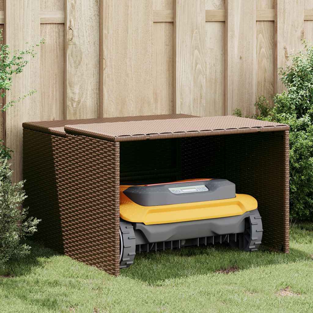 Garaža za robotsku kosilicu smeđa 86x90x52/57 cm od poliratana