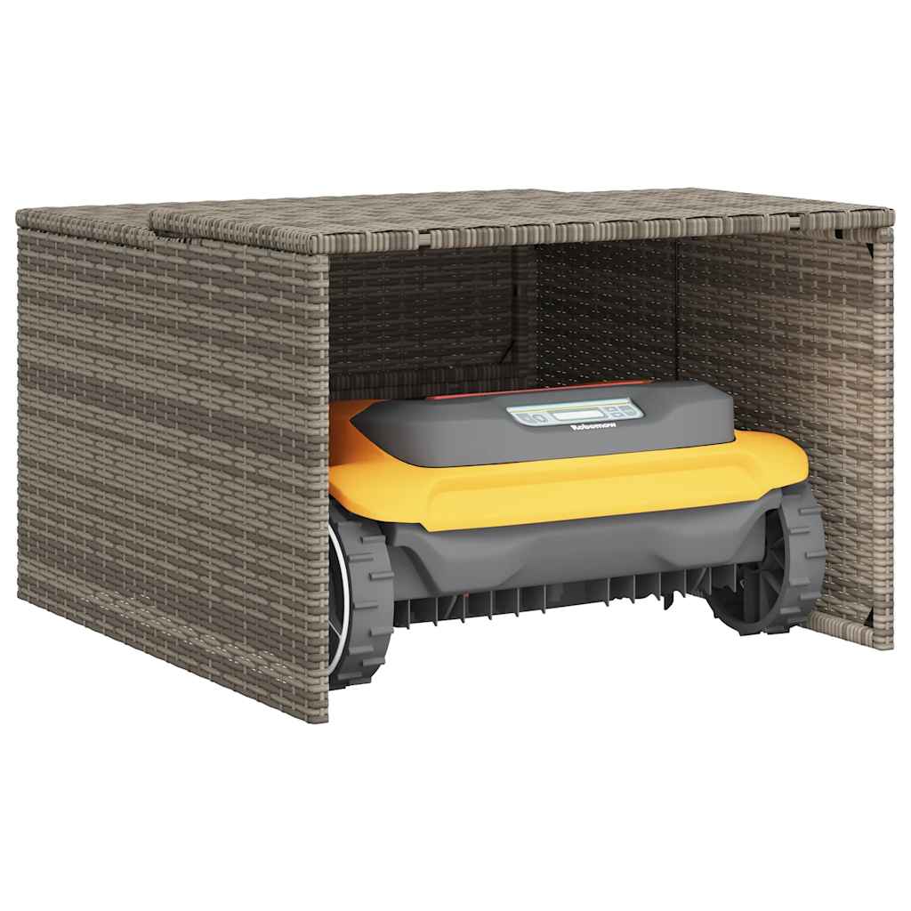 Garaža za robotsku kosilicu siva 86x90x52/57 cm od poliratana