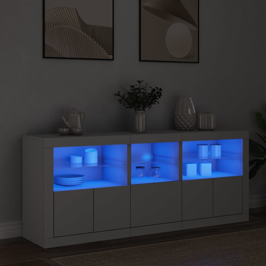 Komoda s LED svjetlima bijela 162 x 37 x 67 cm