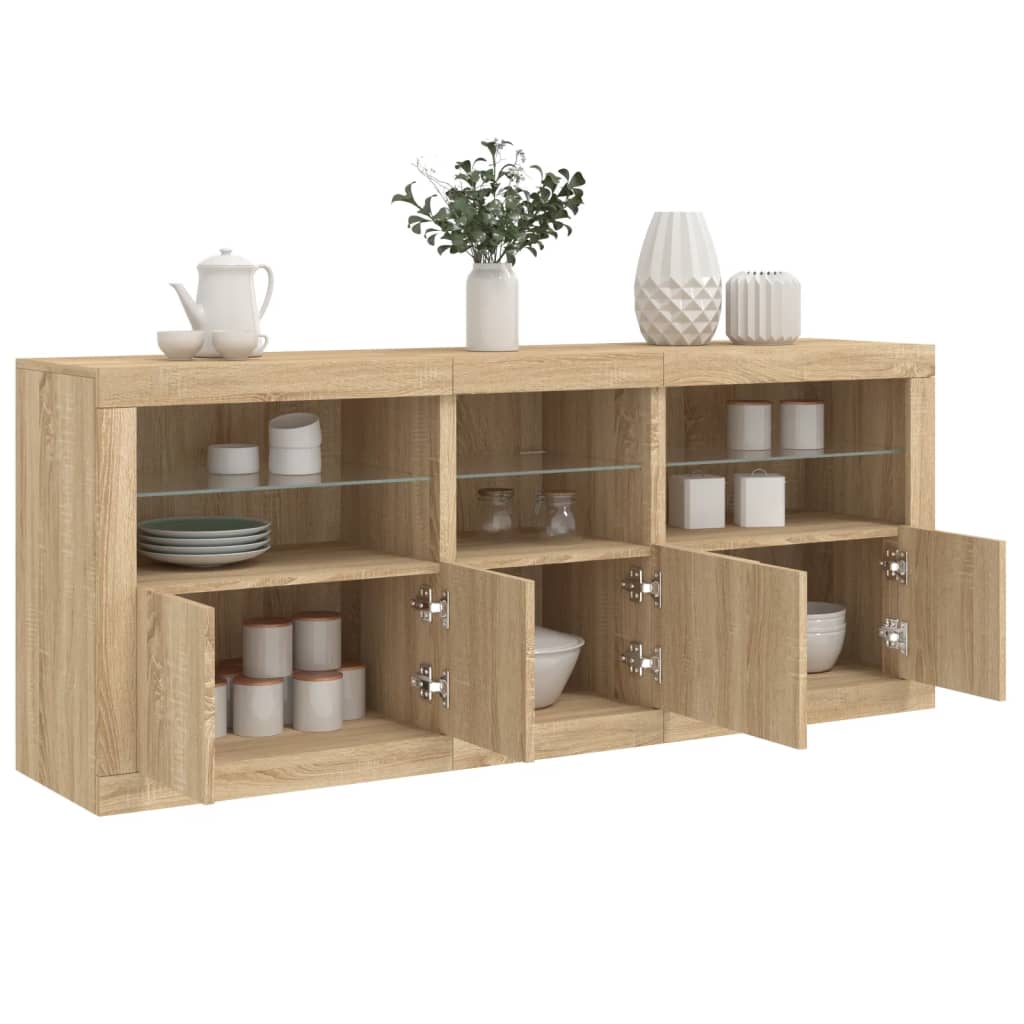 Komoda s LED svjetlima boja hrasta sonome 162 x 37 x 67 cm