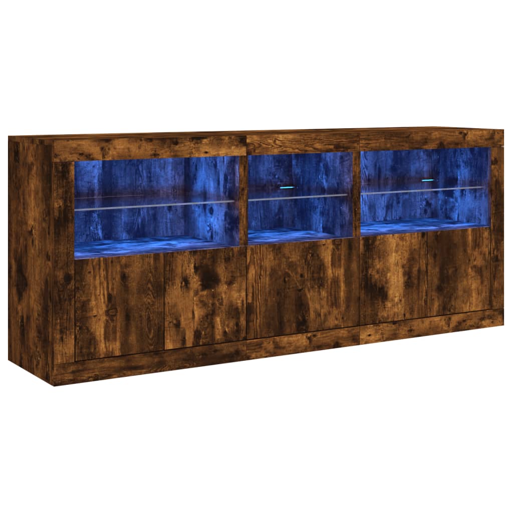 Komoda s LED svjetlima boja dimljenog hrasta 162 x 37x 67 cm