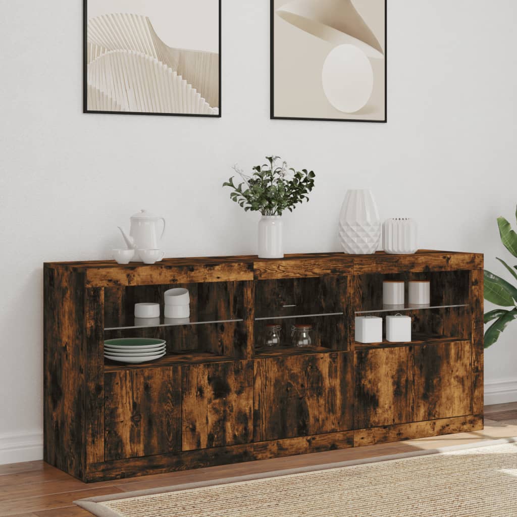 Komoda s LED svjetlima boja dimljenog hrasta 162 x 37x 67 cm