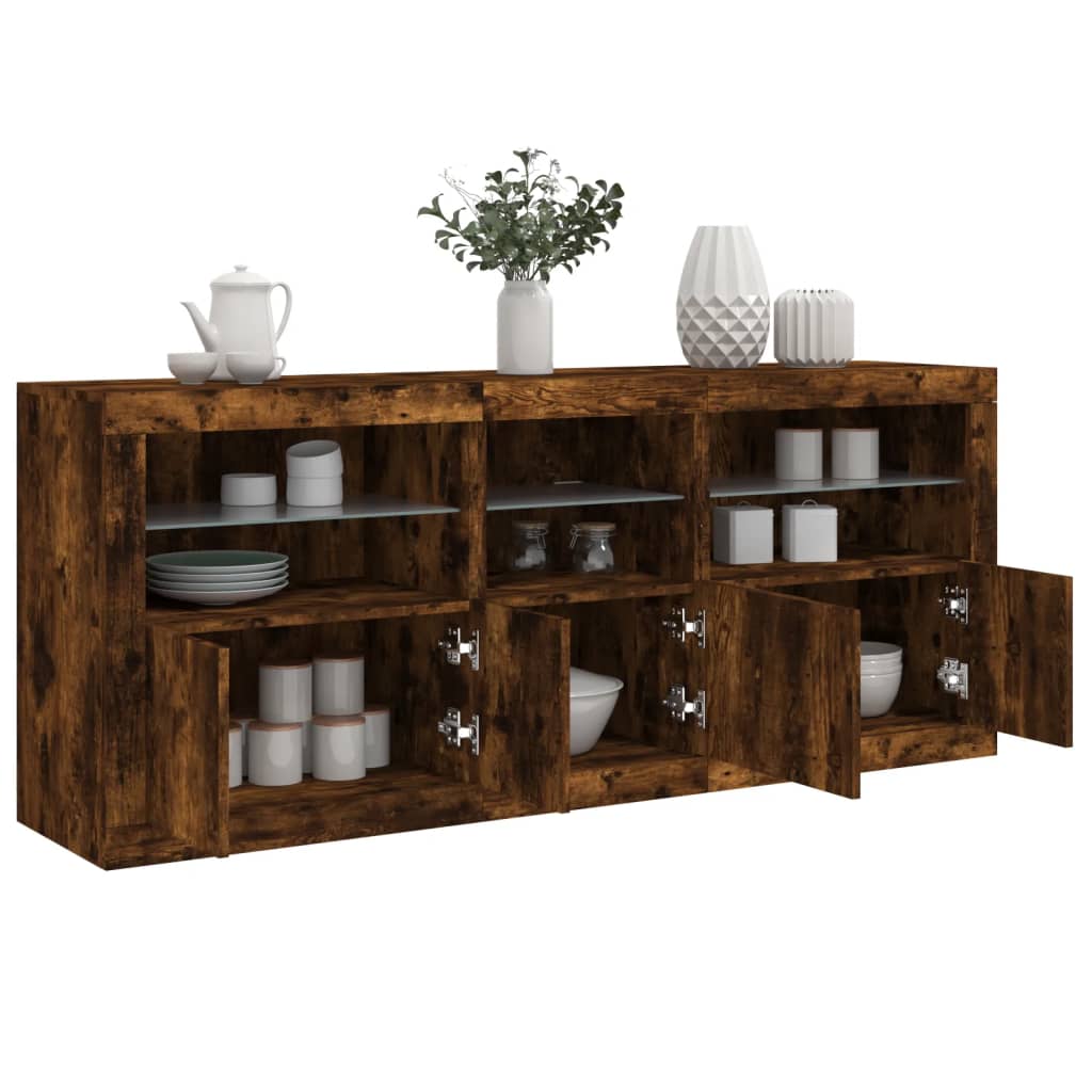 Komoda s LED svjetlima boja dimljenog hrasta 162 x 37x 67 cm