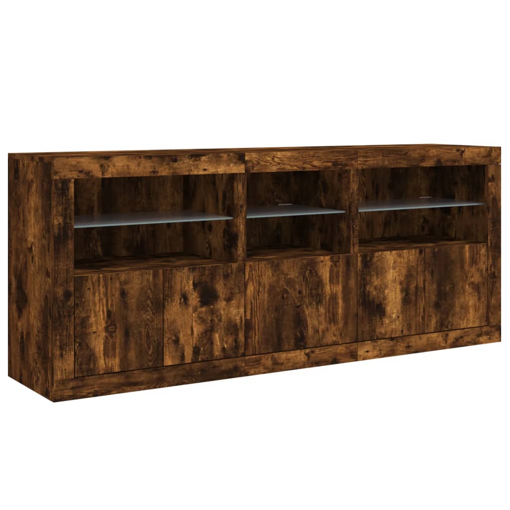 Komoda s LED svjetlima boja dimljenog hrasta 162 x 37x 67 cm