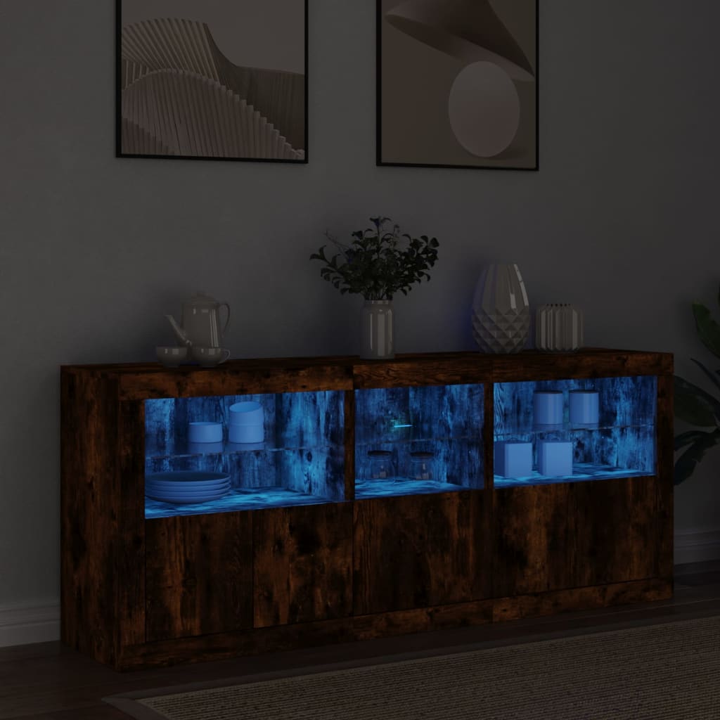 Komoda s LED svjetlima boja dimljenog hrasta 162 x 37x 67 cm