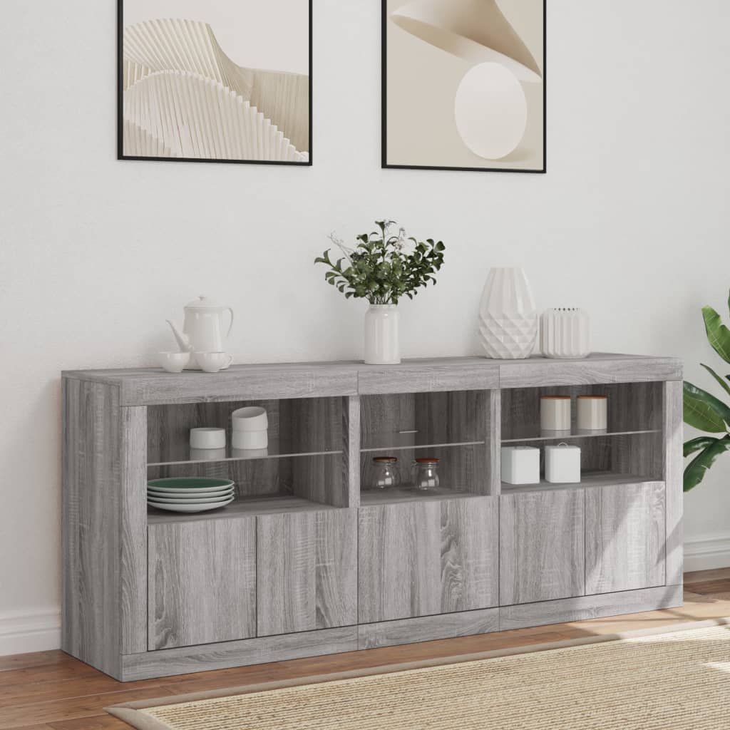 Komoda s LED svjetlima boja sivog hrasta 162 x 37 x 67 cm